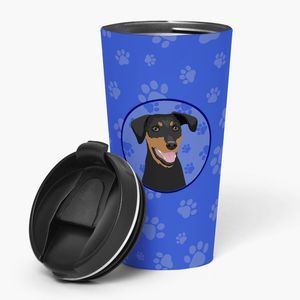 Doberman Pinscher Black and Rust Natural Ears #1  Stainless Steel 16 oz  Tumbler